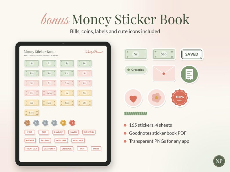 Digital Budget Planner 2027, Hyperlinked Money Planner for GoodNotes & Samsung Notes, iPad Android Finance Planner, Dark Mode, Stickers image 9