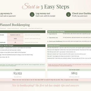 Small Business Bookkeeping Spreadsheet, Income and Expense Tracker for Google Sheets & Excel, Profit and Tax Set Aside Tracker image 7
