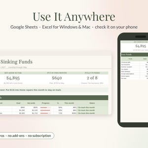 Sinking Funds Tracker Spreadsheet for Google Sheets & Excel, Sinking Fund Savings Planner, Monthly Savings Goals, Budget Template imagen 8