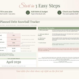 Foglio di calcolo per il metodo "palla di neve" per il rimborso dei debiti, strumento di monitoraggio del rimborso dei debiti, modello per Fogli Google ed Excel, pianificatore per il rimborso delle carte di credito, budget mensile, metodo "a valanga" immagine 7