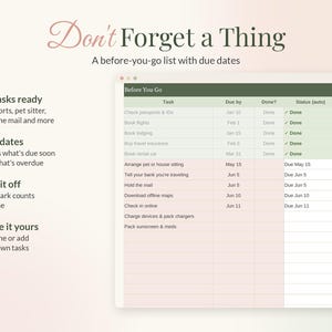 Vacation Budget Planner Spreadsheet for Google Sheets & Excel, Trip Planner with Countdown, Travel Expense Tracker, Split Costs image 9