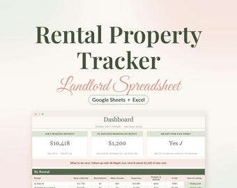 Rental Property Tracker Spreadsheet, Landlord Spreadsheet for Google Sheets & Excel, Rent Tracker, Schedule E Tax Expenses, Real Estate