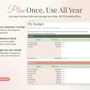 2027 Budget Planner Spreadsheet, New Year Monthly Budget Template for Google Sheets & Excel, Yearly Budget Dashboard, Income Expense Tracker image 4