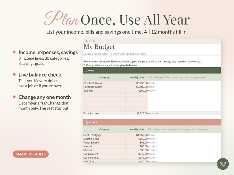 2027 Budget Planner Spreadsheet, New Year Monthly Budget Template for Google Sheets & Excel, Yearly Budget Dashboard, Income Expense Tracker image 4