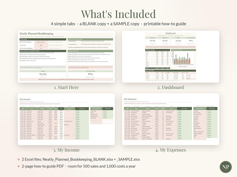 Small Business Bookkeeping Spreadsheet, Income and Expense Tracker for Google Sheets & Excel, Profit and Tax Set Aside Tracker image 10