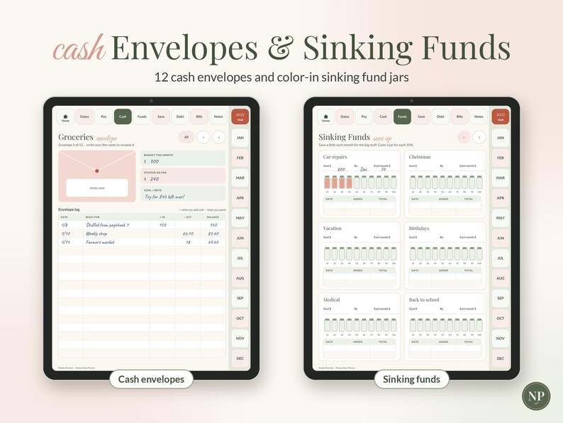 Digital Budget Planner 2027, Hyperlinked Money Planner for GoodNotes & Samsung Notes, iPad Android Finance Planner, Dark Mode, Stickers image 6