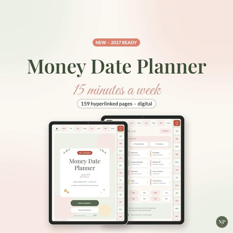 Digital Budget Planner 2027, Hyperlinked Money Planner for GoodNotes & Samsung Notes, iPad Android Finance Planner, Dark Mode, Stickers image 1