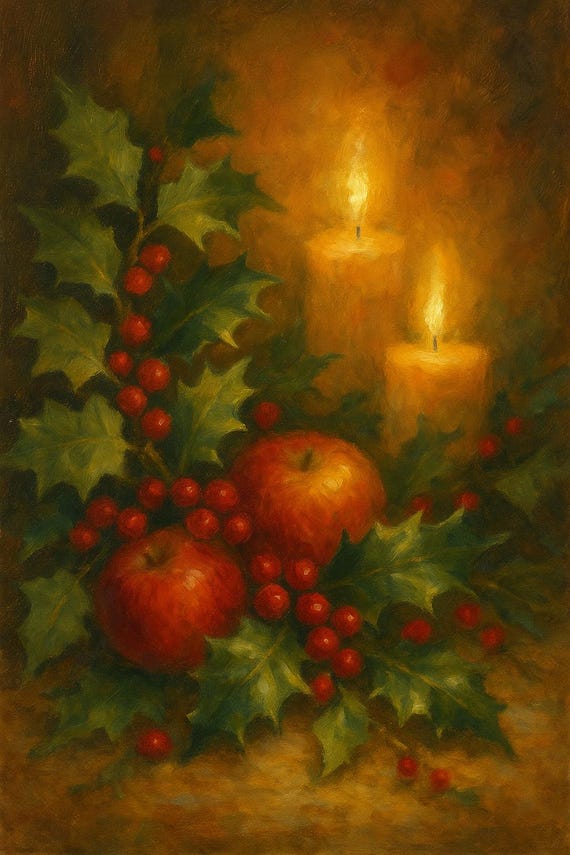 Elegant Holly and Ivy Seasonal Decor - Traditional Holiday Home Accent