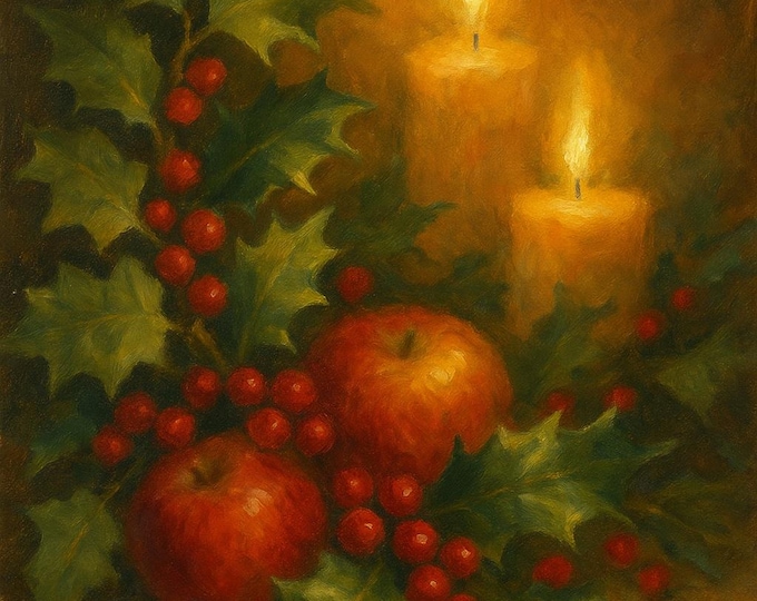 Elegant Holly and Ivy Seasonal Decor - Traditional Holiday Home Accent