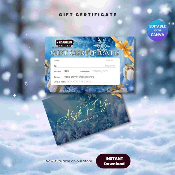 Winter 25 Dollars Digital Gift Certificate | Cozy Holiday E-Gift Card (PDF)