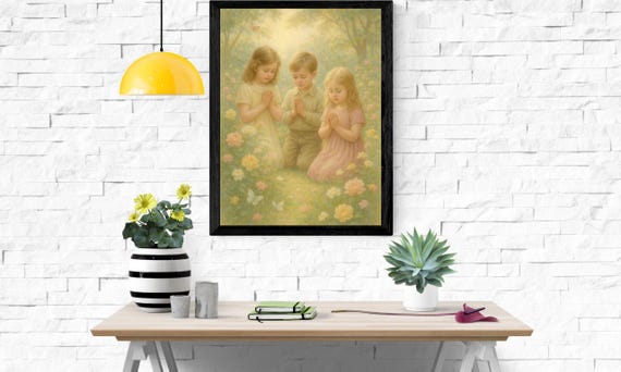 Praying Children Print – Christian Nursery Art (Digital Download)