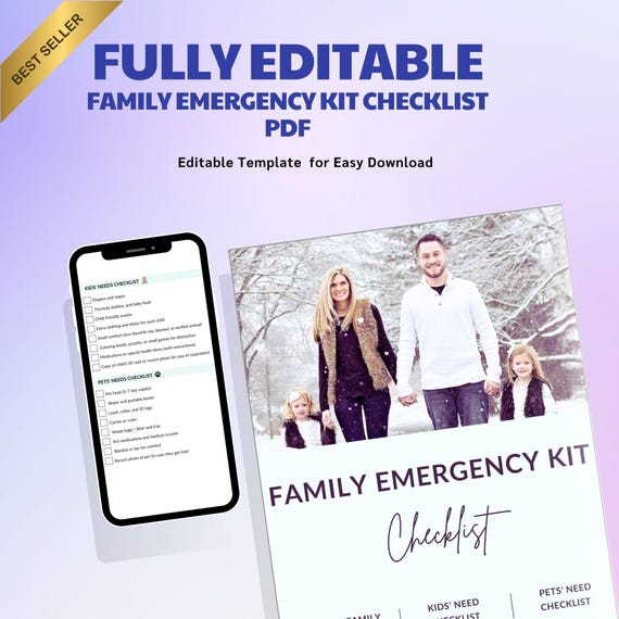 Family Emergency Kit Checklist | Printable Emergency Preparedness Planner | Disaster Supply List Template