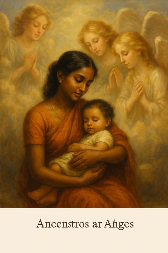 Divine Ancestral Artwork: Handcrafted Spiritual Angelic Painting for Sacred Spaces