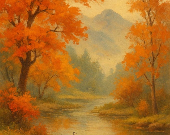 Autumn Landscape Art Print: Old World Nostalgia