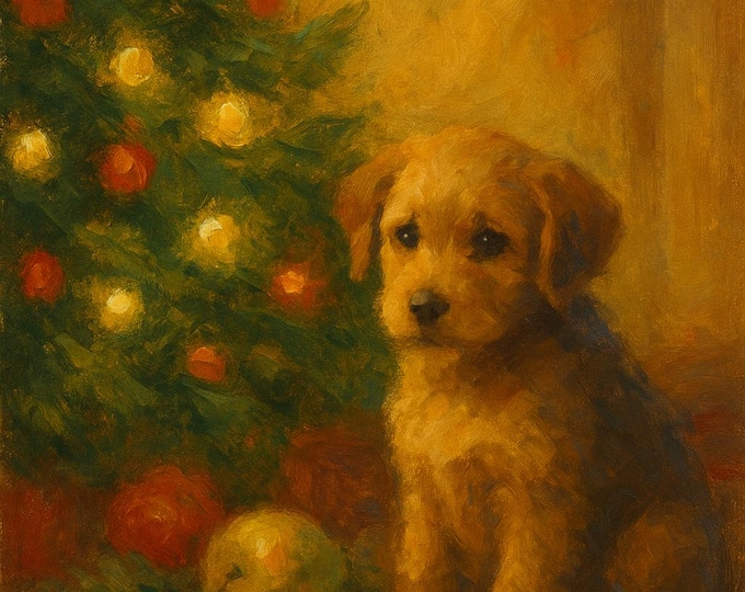 Playful Puppy Wall Art – Heartwarming Dog Nature Print for Cozy Home Decor