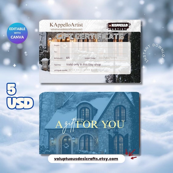 Winter Wonderland 5 Dollars Digital Gift Certificate | Cozy E-Gift Card