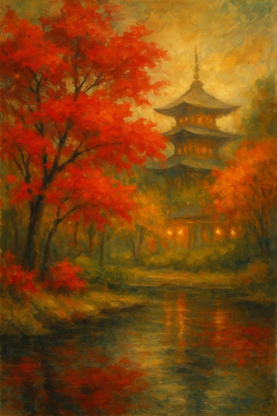 Tamil Hills Autumn Landscape Art Print: Serene Golden Foliage