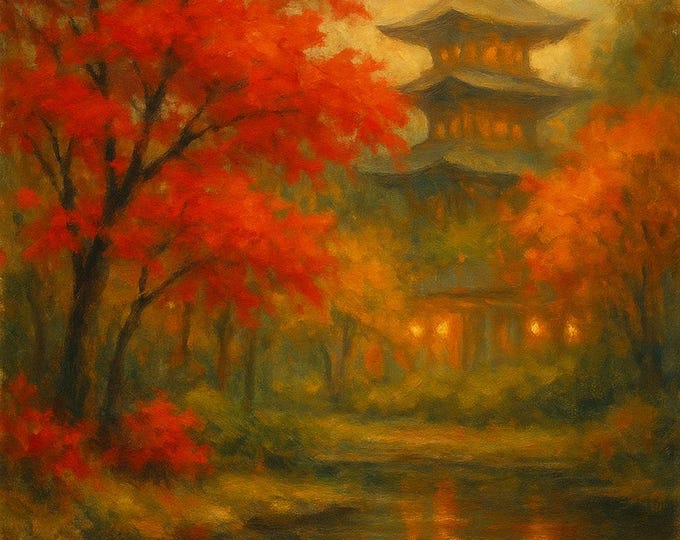 Tamil Hills Autumn Landscape Art Print: Serene Golden Foliage