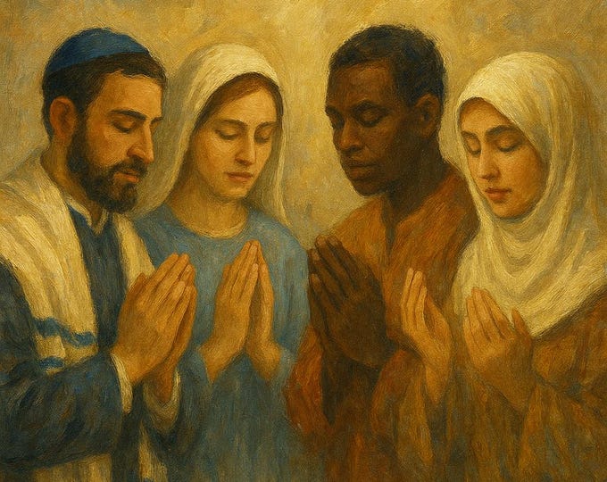 United in Prayer Wall Art – Serene Spiritual Printable for Faith & Peaceful Reflection