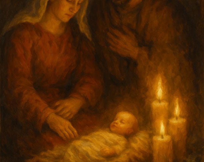 Glowing Nativity Scene Wall Art – Reverent Christian Christmas Decor with Sacred Light