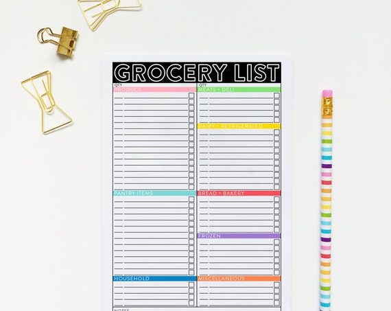 Printable Grocery Shopping List, Weekly Meal Planner, Personalized Shopping List, Lined Shopping List, Grocery List With Categories, List