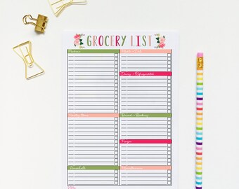 Grocery List, Customizable Master Grocery List, Printable Grocery List, Shopping List Download, Grocery List Notepad, Printable Planner