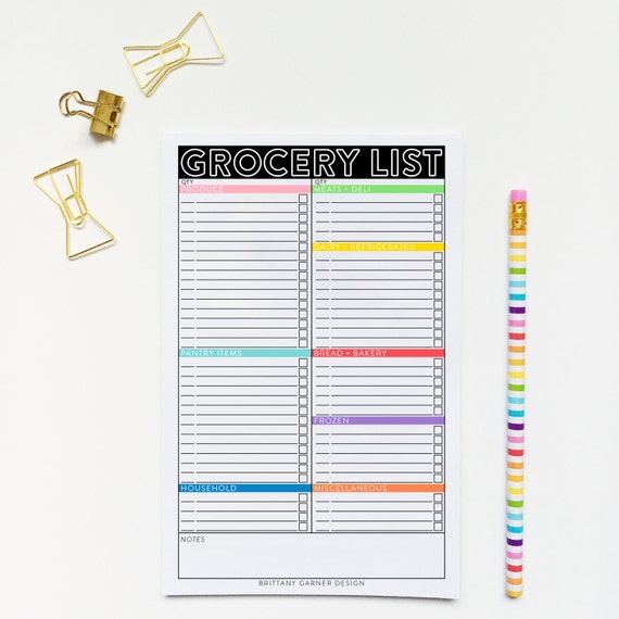 printable grocery shopping list weekly meal planner etsy