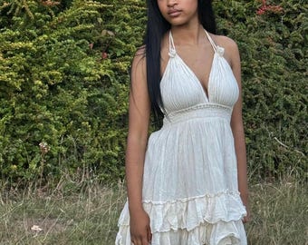 Handmade Mini Dress, Casual Dress, Short Dress, High Waistline Dress,  Beach Dress,