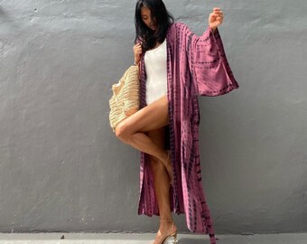 Tie Dyed Long Kimono | Unisex | Beach Cover Up | Long Dress | Kimono | Tie Dyed Dress