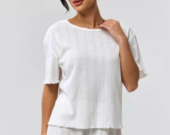 Conjunto de pijama de algodón / Ropa de dormir ligera / Conjunto de pijama corto / Pijama de algodón suave