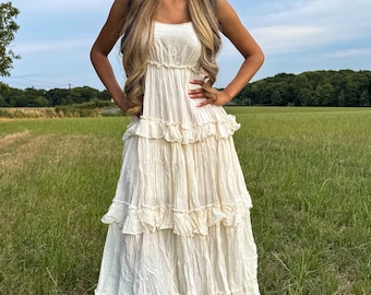 Sukienka bawełniana ręcznie robiona, sukienka maxi z bawełny organicznej