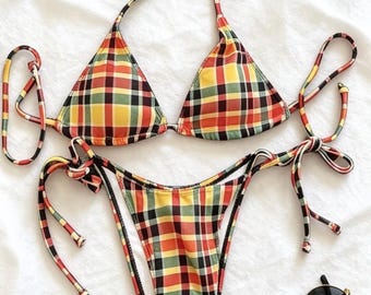 Plaid Bikini Set | Multicoloured Bikini Set | Beachwear | Swimwear
