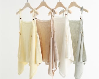 Embroidered Linen Camisole Top  | Bohemian Resort Style Vest  | Sleeveless Tops