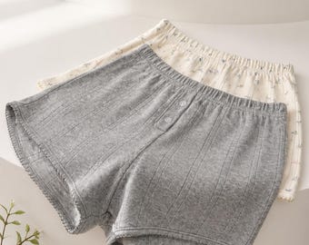 Ribbed Cotton Lounge Shorts Organic Sleepwear 100% Cotton