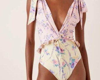 Blush Meadow One piece Swimsuit | Beachwear | Elegant Swimwear | Full Swimsuit | Vacation Elegant Holiday | Cruise Pool Party