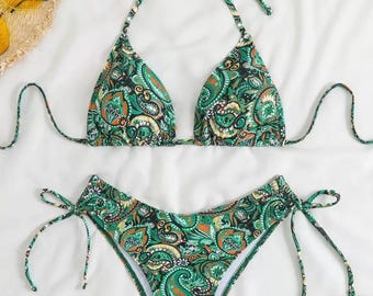 Emerald Bloom Bikini Set | Two-Piece Bikini | Beachwear | Feminine Swimsuit | resort | Cruise