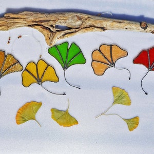 Stained Glass Ginkgo Leaf Suncatcher - Symbol of Strength, Peace and Hope