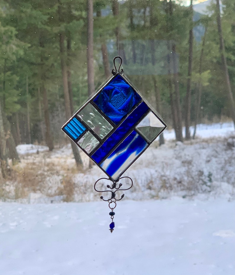 Stained Glass Geometric Suncatcher Etsy