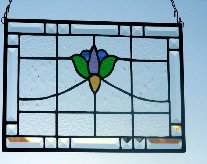 Victorian Tulip Stained Glass Window Panel Etsy