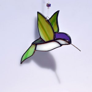 Stained Glass Violet Crowned Hummingbird