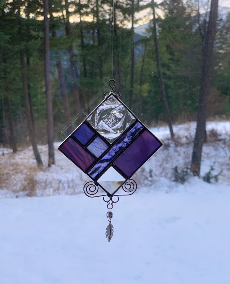 Stained Glass Geometric Suncatcher Etsy
