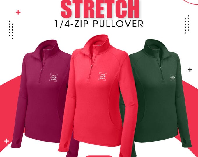 Custom Embroidered Sport-Tek® Women's Sport-Wick® Stretch 1/4-Zip Pullover | Moisture-Wicking Poly-Spandex Activewear with Thumbholes