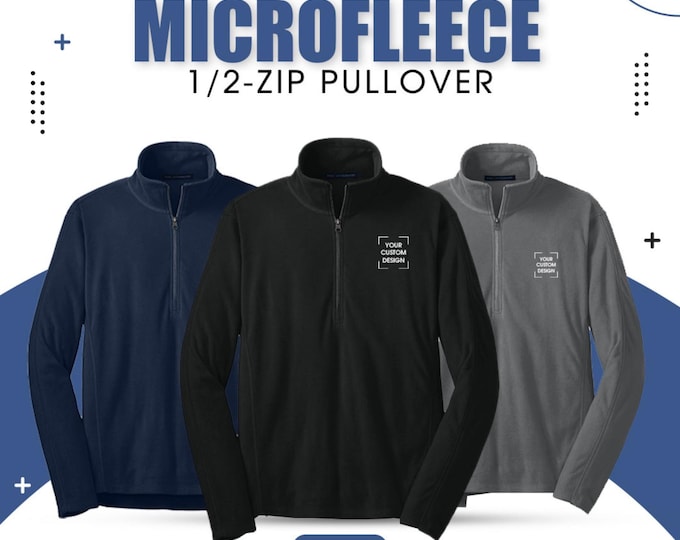 Custom Embroidered Port Authority Microfleece Half Zip Pullover Lightweight and Warm Polyester Fleece for Men & Women
