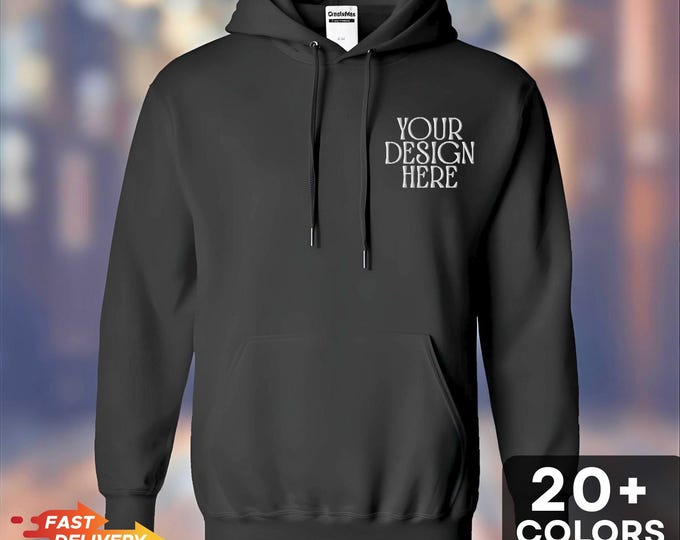 Embroidered Custom Logo Hoodie, Personalized Pocket Business Logo Embroidery Pullover Sweatshirt, Customized Your Design, Company Logo Gifts