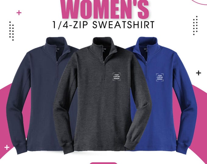 Custom Embroidered Sport-Tek® Women's 1/4-Zip Sweatshirt | Cotton-Poly Fleece with Rib Knit Cuffs for Women