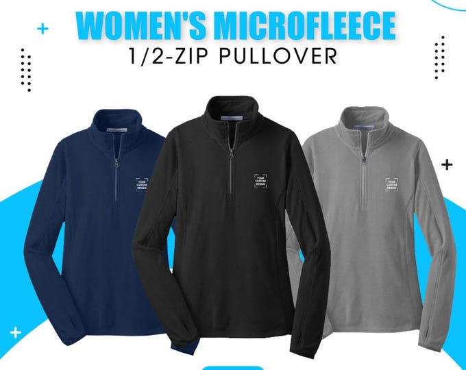 Custom Embroidered Port Authority® Women's Microfleece 1/2-Zip Pullover | Soft, Lightweight Anti-Pill Fleece with Thumbholes