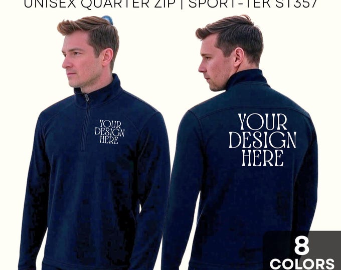 Custom Quarter Zip, Personalized Text Logo Sweatshirt, Monogram Zip up, Custom Business Logo 1/4 Zip Up Pullover, Branding Shirts