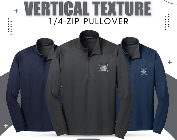 Custom Embroidered Port Authority Vertical Texture 1/4-Zip Pullover | Soft Cotton-Poly Blend for Work & Weekend Wear
