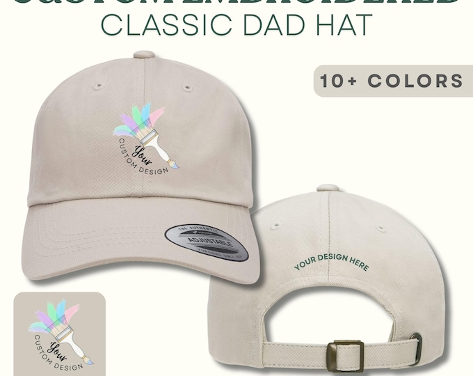 Custom Logo Embroidered Hats, Personalized Classic Yupoong Dad Hat, Low Profile Caps