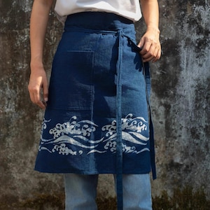 Indigo Batik Waist Apron: Chinese Miao Plant-Dyed Cotton